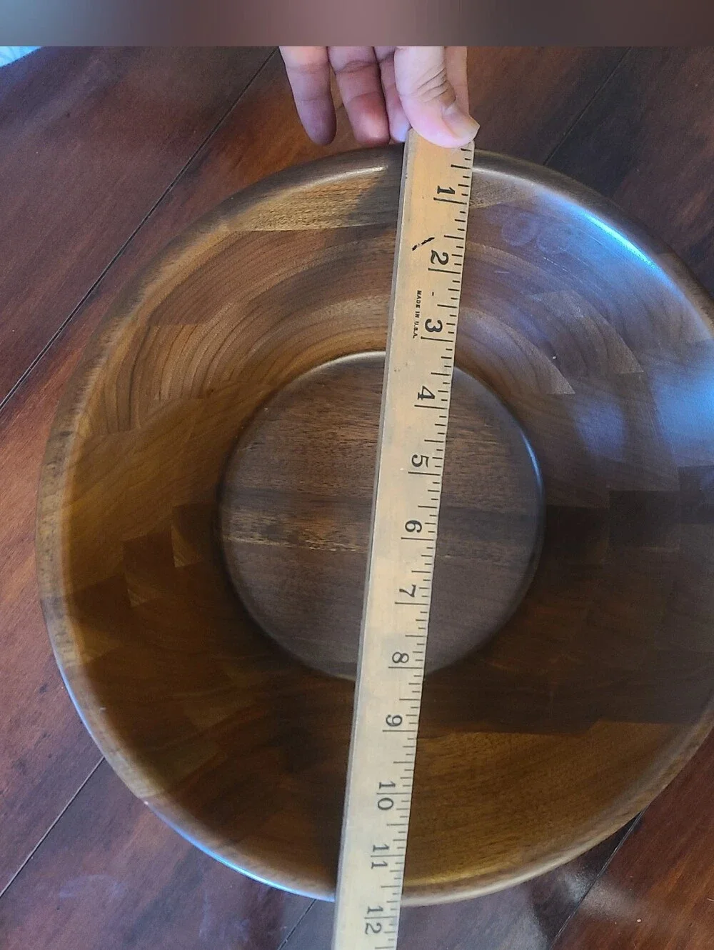 Vintage Mid-Century Quality Heirloom Solid Walnut Wood Salad Bowl 12